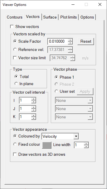 IMAGE: Vector
    Options dialog